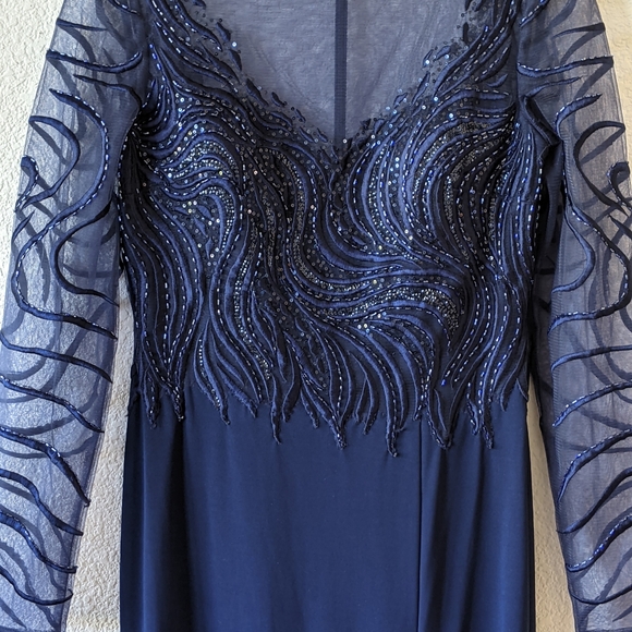 Basix black label navy embellished illusion gown - Picture 9 of 13